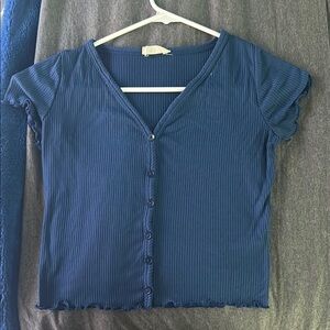 Blue Button-Up Women's Top